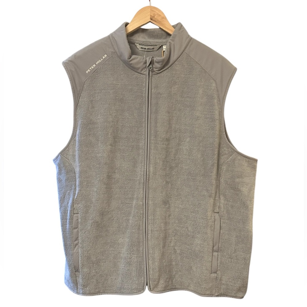 Peter Millar Crown Sport Fade Golf Vest XXL Gale Gray Fleece Performance $225